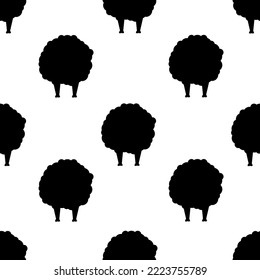 Seamless pattern with silhouette sheep on white background. Animal print for wallpaper and bed linen.
