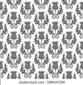 seamless pattern silhouette thistle