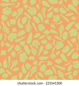 Seamless pattern with silhouette vegetables
