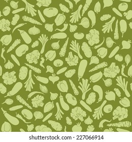 Seamless pattern with silhouette vegetables