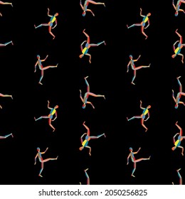 Patrón sin fisuras de siluetas abstractas coloridas de figuras humanas corriendo 