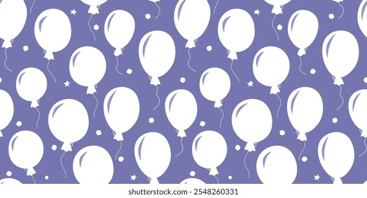 Seamless pattern with silhouettes of balloons. Monochrome festive print. Vector graphics.