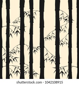 Seamless pattern silhouettes Bamboo forest on Pale yellow color background.printing wallpaper.vector illustration