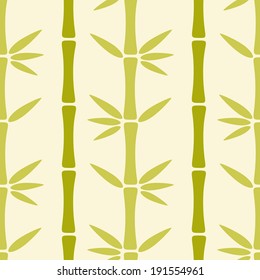 Seamless pattern with silhouettes bamboo trees and leaves. Endless print texture. Forest. Retro. Vintage style - vector 