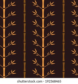 Seamless pattern with silhouettes bamboo trees and leaves. Endless print texture. Forest. Nature. Abstract background. Retro. Vintage style - vector 