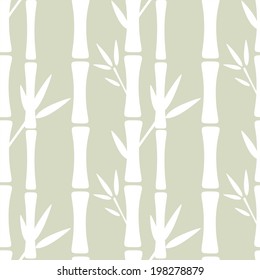 Seamless pattern with silhouettes bamboo trees and leafs. Abstract floral background. Summer, tropics, rain forest. Endless print texture - vector 