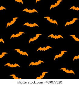 Seamless pattern with silhouettes of bats. Background for Halloween. Good for design of wrapping paper, invitation and greeting cards.
