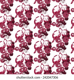 Seamless pattern with silhouettes of berries: gooseberries, red and black currant. Pattern can be used as wallpaper, web page background, textile design etc