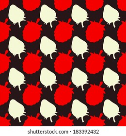 Seamless pattern with silhouettes berries. Strawberries. Raspberries - vector 