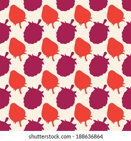 Seamless pattern with silhouettes berries. Strawberries. Raspberries. 
