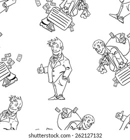 Seamless pattern with silhouettes of a businessmen. Vector illustration