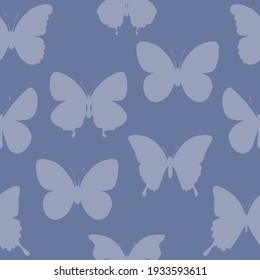Seamless pattern with silhouettes of butterflies. Vector illustration for designing posters, cards, prints, stickers, wallpaper, fabric, textile, gift paper, scrapbooking 