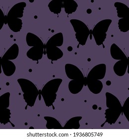 Nahtloses Muster mit Schmetterlingen. Vektorgrafik zum Entwerfen von Poster, Karten, Drucke, Aufklebern, Tapeten, Stoffen, Textilien, Geschenkpapier, Scrapbooking 