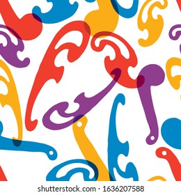 Seamless pattern of silhouettes colorful sewing templates