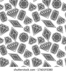 seamless pattern, silhouettes of crystals, diamonds, ornament for wallpaper and fabric, wrapping paper, background for different designs