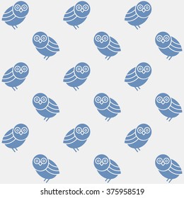 Seamless pattern with silhouettes cute owls. Vector background