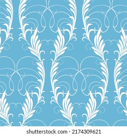 Seamless pattern of silhouettes decorative twigs with leaves and tendrils