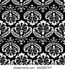 Seamless pattern of silhouettes decorative vintage flowers
