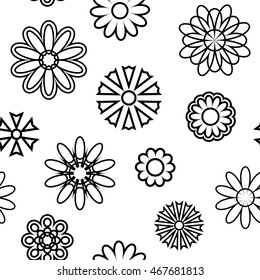 Seamless pattern with silhouettes of flowers.