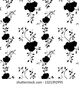 Seamless pattern of silhouettes of flowers. Vector illustration.