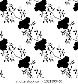 Seamless pattern of silhouettes of flowers. Vector illustration.