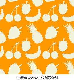 Seamless pattern with silhouettes fruits and berries.