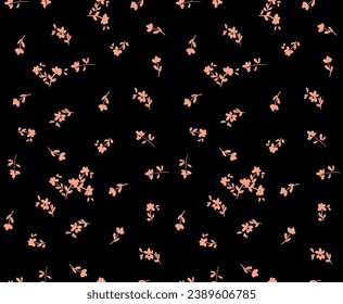 Patrón sin foco con siluetas de flores de hierbas. Fondo de moda. Ilustración vectorial.