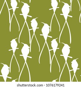 Seamless pattern with silhouettes of humming birds. Jungle vector illustration design for fabrics, wallpapers.