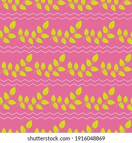 Seamless pattern. Silhouettes of isolated branches on a pink background. Vector illustration.