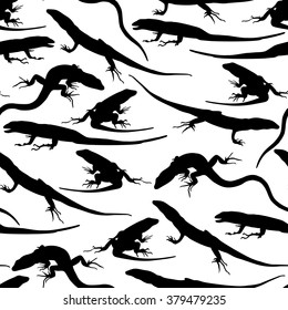 Seamless pattern silhouettes of lizards. Vector illustration