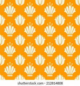 Seamless pattern with silhouettes lotus flowers. Floral abstract repeating background. Endless print texture. Fabric design. Wallpaper - vector 