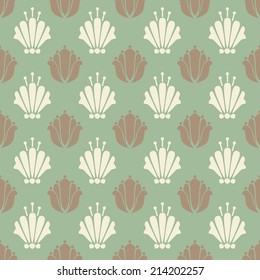 Seamless pattern with silhouettes lotus flowers. Floral abstract repeating background. Endless print texture. Fabric design. Wallpaper - vector 