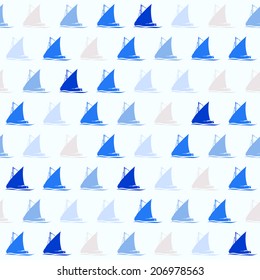 Seamless pattern with silhouettes ot boat