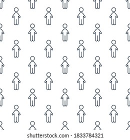 Seamless pattern with silhouettes of the person or child. Stock vector illustration isolated on white background.