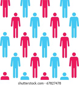 Seamless pattern with silhouettes of the person of red color.(can be repeated and scaled in any size)