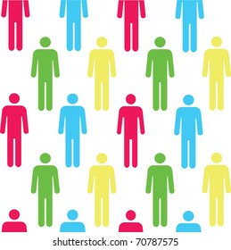 Seamless pattern with silhouettes of the person of red color.(can be repeated and scaled in any size)