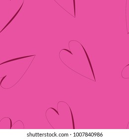 Seamless pattern with silhouettes of purple hearts on a purple background