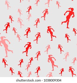 Seamless pattern from the silhouettes of running girls. Run, sport, active people. 10eps