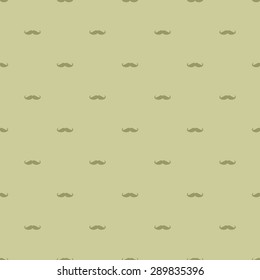 Seamless pattern of silhouettes stylish hipster mustache mustard dark background