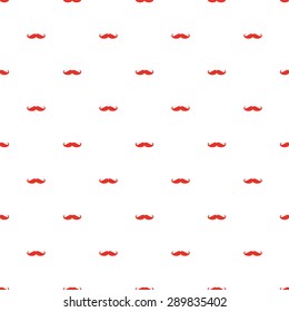 Seamless pattern of silhouettes stylish hipster mustache red on a white background