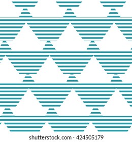 Seamless pattern with silhouettes of toy boat and stripes that represent the sea.