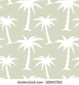 Seamless pattern with silhouettes tropical coconut palm trees. Abstract floral light summer background. Forest. Endless print texture. Fabric design. Wallpaper - vector 