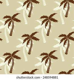 Seamless pattern with silhouettes tropical coconut palm trees. Rain forest. Summer repeating background. Natural print texture. Cloth design. Wallpaper, wrapping