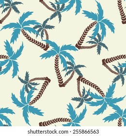 Seamless pattern with silhouettes tropical coconut palm trees. Repeating background texture. Cloth design. Wallpaper, wrapping