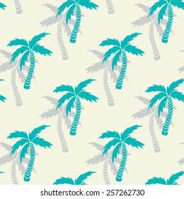 Seamless pattern with silhouettes tropical coconut palm trees. Repeating background texture. Cloth design. Wallpaper, wrapping