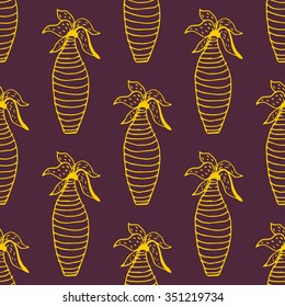 Seamless pattern with silhouettes tropical coconut palm trees