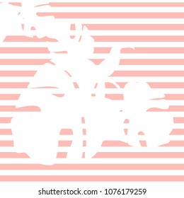 Seamless pattern with silhouettes of tropical leaves, toucans and stripes. Jungle vector illustration design for fabrics, wallpapers.