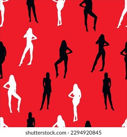 Seamless pattern with silhouettes of women