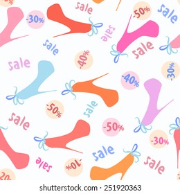 Seamless pattern with silhouettes women's shoe. High heels. vector