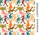 Seamless pattern with silhouettes of young people on roller skates isolated on background. Vector flat illustration. Wrap for sport goods, wallpaper in shop of rollers, focused on extreme athletes.